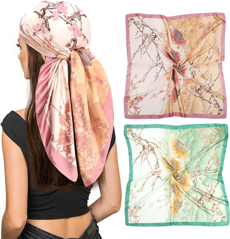 vimate 35" Square Silk Like Head Scarf - Women's Fashion Silk Feeling Scarf for Hair Wrapping and Sleeping at Night. - Image 1